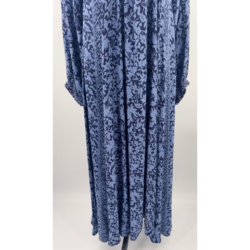 B56 Natalie Martin Fiore Maxi Dress XS Orchid Blue Floral Silk Lagenlook Boho - Picture 5 of 11